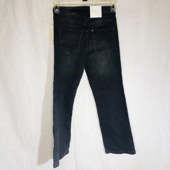 H and m  flare cropped jeans solid black pockets button zipper size 10 READ - Picture 6 of 13